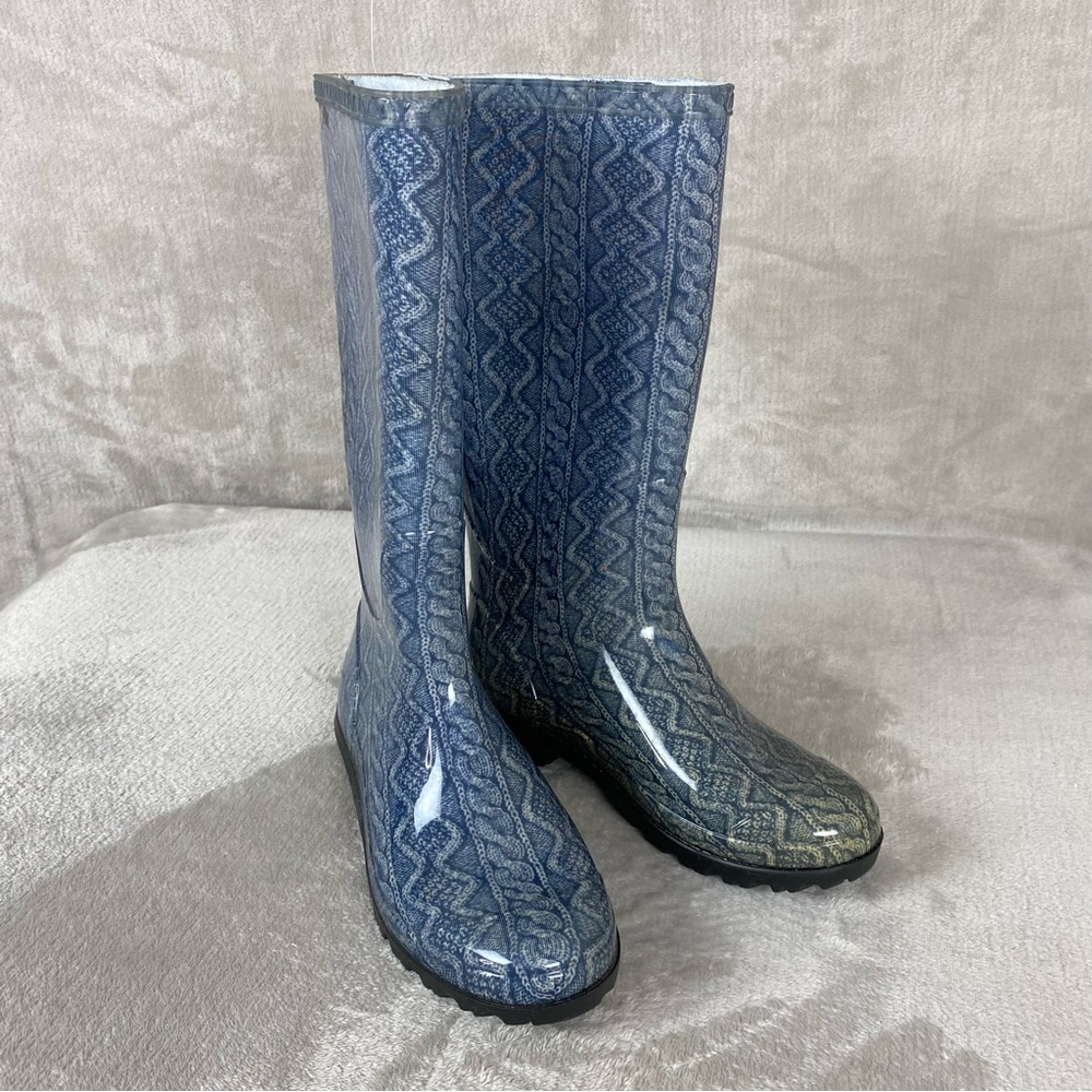 UGG Womens Rain Tall Boots Size 6 Rubber Blue White Riding Snow NEW